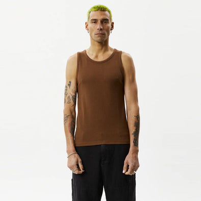 AFENDS Paramount Recycled Ribbed Singlet - Toffee
