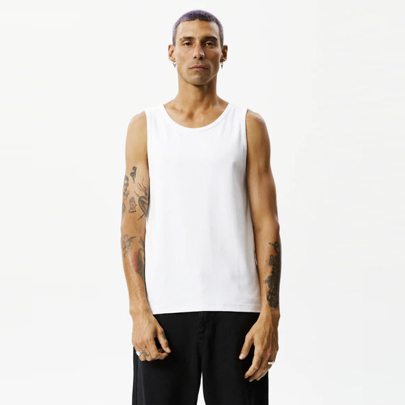 AFENDS Paramount Recycled Ribbed Singlet - White