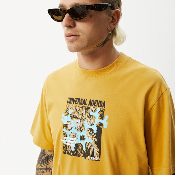 AFENDS Universal Recycled Retro Tee - Mustard