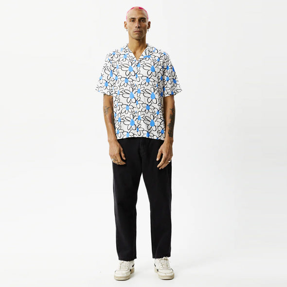 AFENDS Waterfall Hemp Cuban Short Sleeve Shirt - White