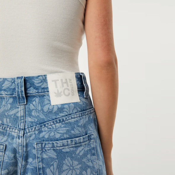 AFENDS Women's Emilie Hemp Denim Floral Carpenter Shorts - Floral Blue