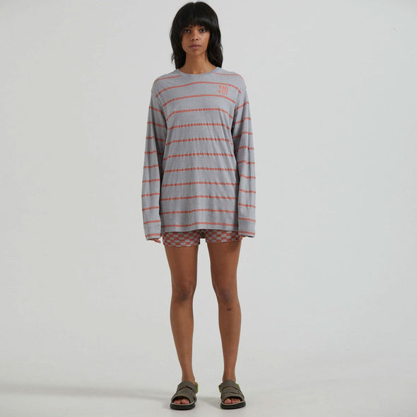 AFENDS Women's Interlude Recycled Striped Long Sleeve Tee - Grey