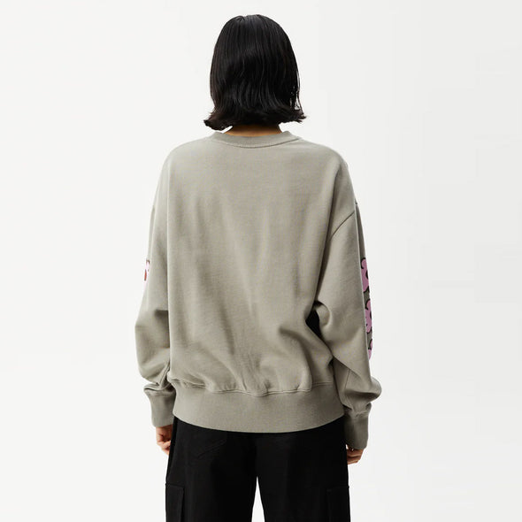 AFENDS Women's Flower Recycled Crew - Olive