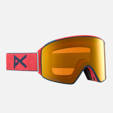 ANON M4 Cylindrical Goggle + MFI Facemask 2024 - Coral/Perceive Sunny Bronze