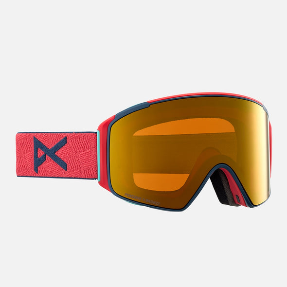 ANON M4S Cylindrical Low Bridge Fit Goggle + MFI Facemask 2024 - Coral/Perceive Sunny Bronze
