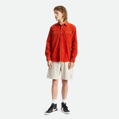 BRIXTON Bowery Corduroy Flannel - Phoenix Orange