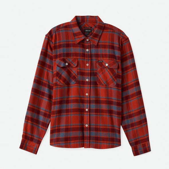 BRIXTON Bowery Flannel - Barn Red/Flint Blue/Dark Burgundy