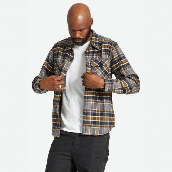 BRIXTON Bowery Flannel - Black/Desert Palm/Beige