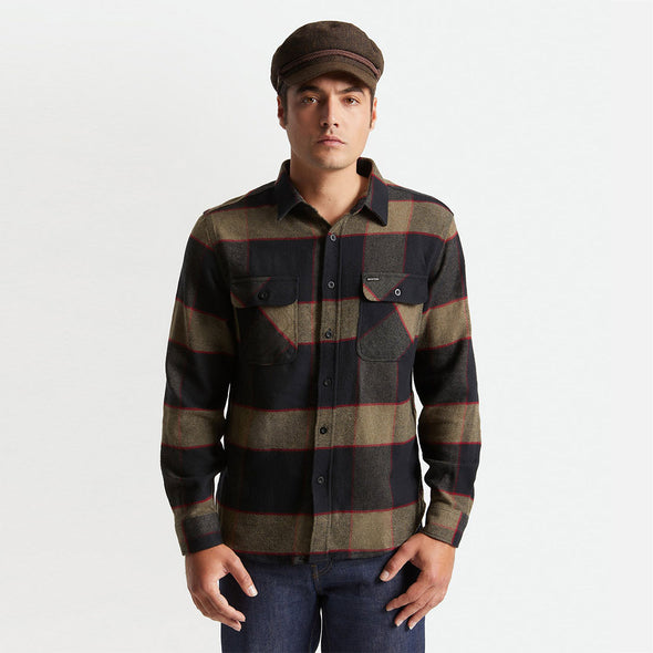 BRIXTON Bowery Flannel - Heather Grey/Charcoal