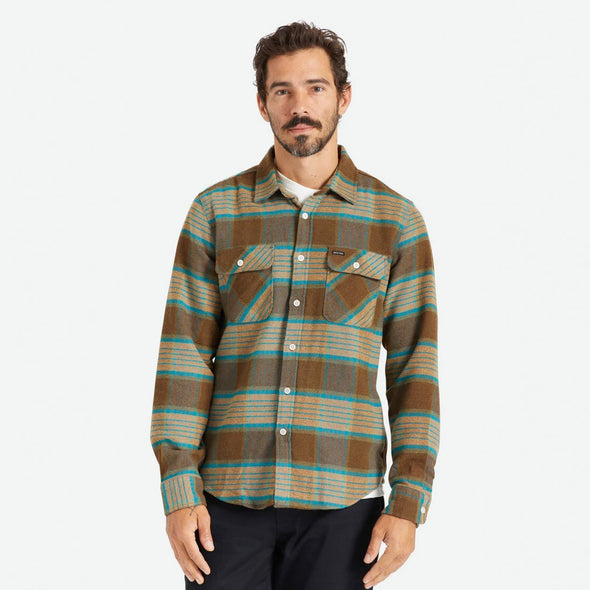 BRIXTON Bowery Flannel - Mojave/Heather Grey/Desert Palm