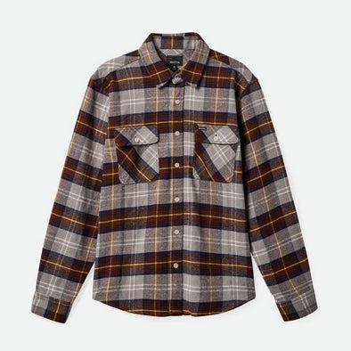 BRIXTON Bowery Flannel - Red Brown/Grey/Washed Navy