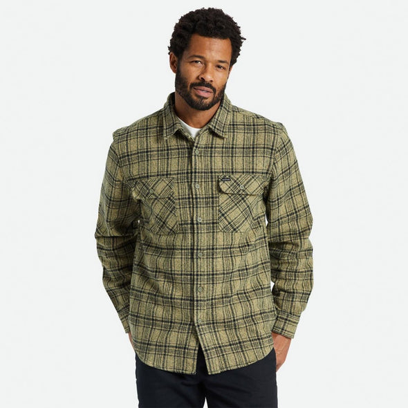 BRIXTON Bowery Heavyweight Flannel - Military Olive/Black