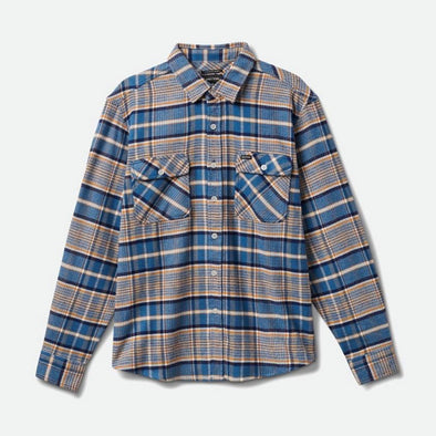 BRIXTON Bowery Stretch Water Resistant Flannel - Blue Heaven/Paradise Orange