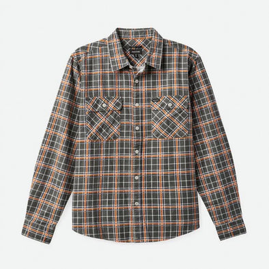 BRIXTON Bowery Summer Weight Flannel - Charcoal/Burnt Orange/Off White