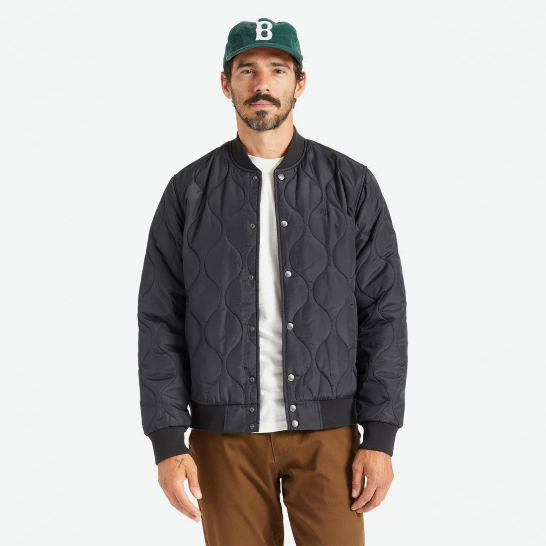 BRIXTON Dillinger Quilted Bomber Jacket - Black
