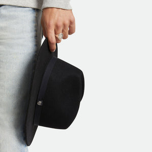 BRIXTON Messer Packable Fedora - Black/Black