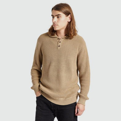 BRIXTON Not Your Dad's Fisherman Sweater - Oatmeal