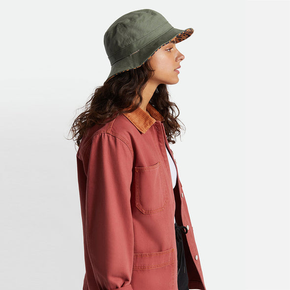 BRIXTON Petra Packable Bucket Hat - Military Olive/Leopard