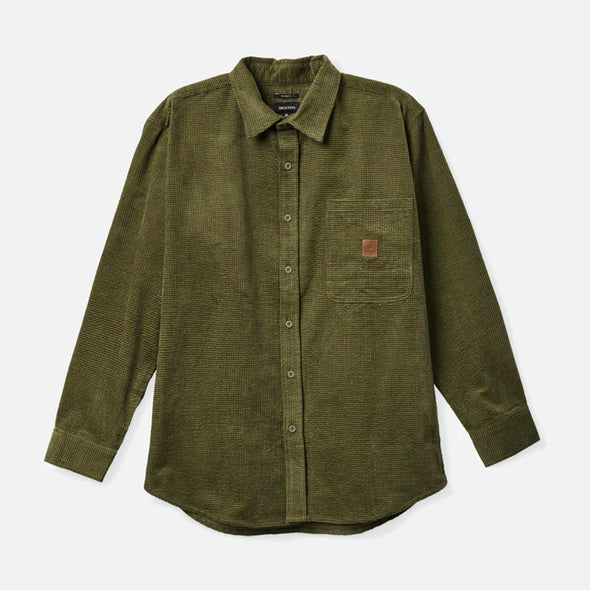 BRIXTON Porter Waffle Corduroy Shirt - Military Olive