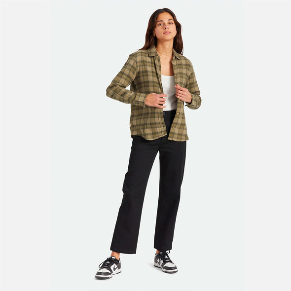BRIXTON Women's Bowery Soft Weave Flannel - Military Olive