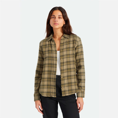 BRIXTON Women's Bowery Soft Weave Flannel - Military Olive