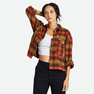 BRIXTON Women's Bowery Flannel - Washed Copper/Barn Red
