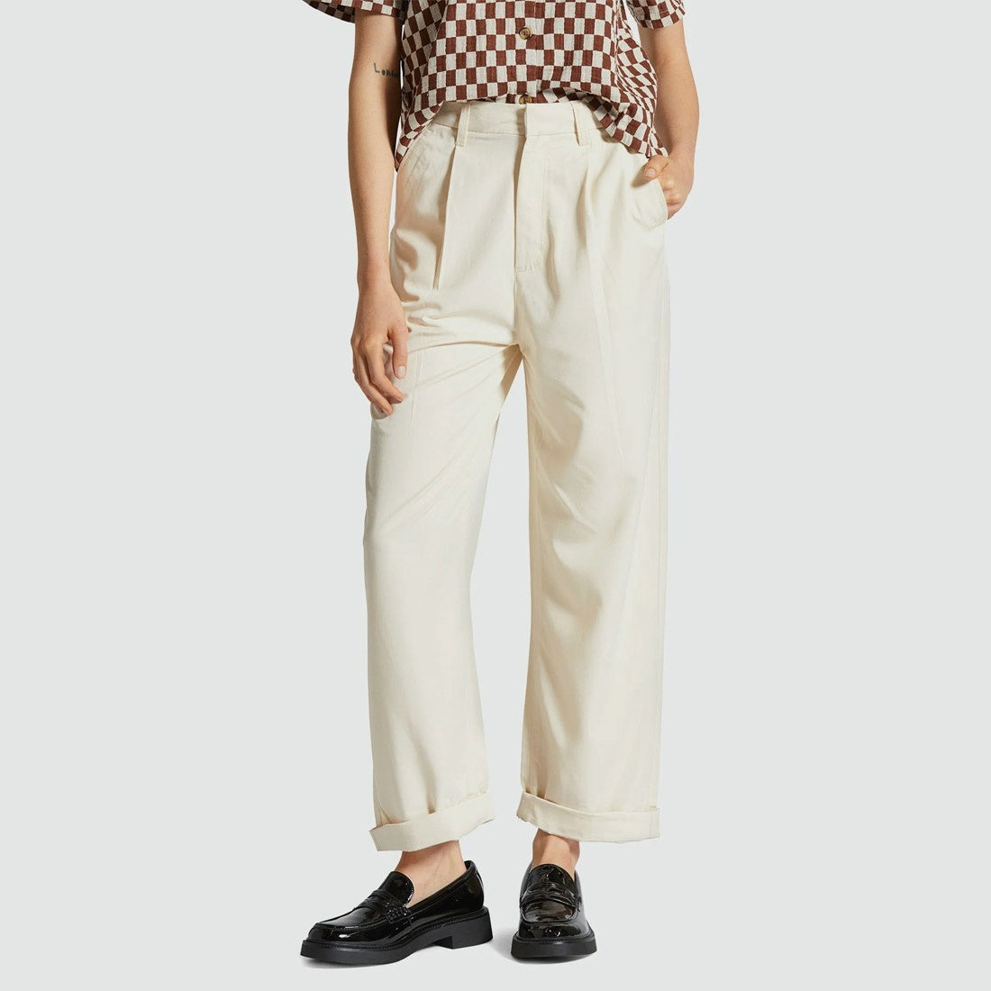 BRIXTON Women's Victory Trouser Pant - White Smoke