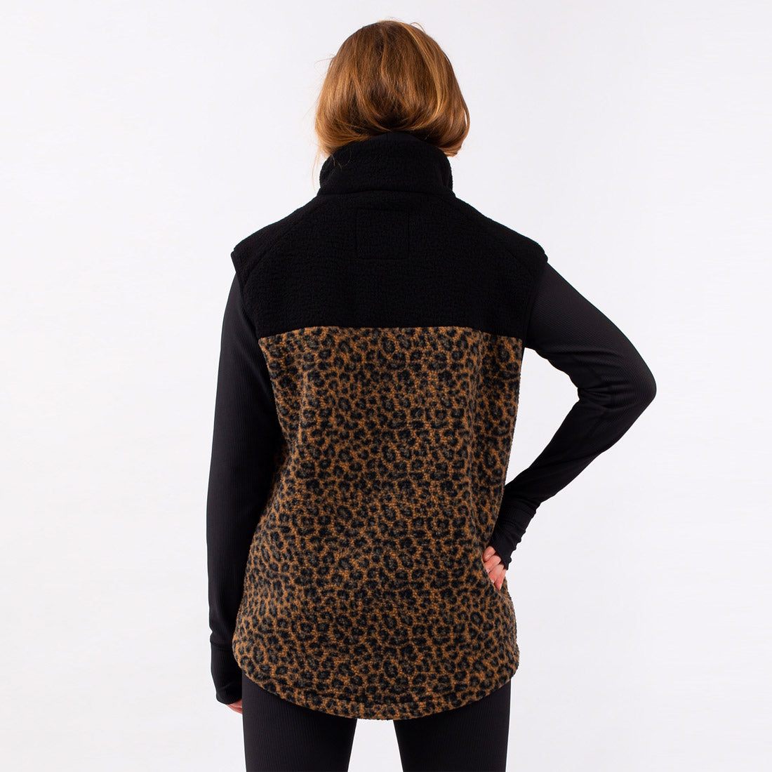 XFLWAM Womens Fuzzy Sherpa Fleece Jacket Lightweight Vest Leopard