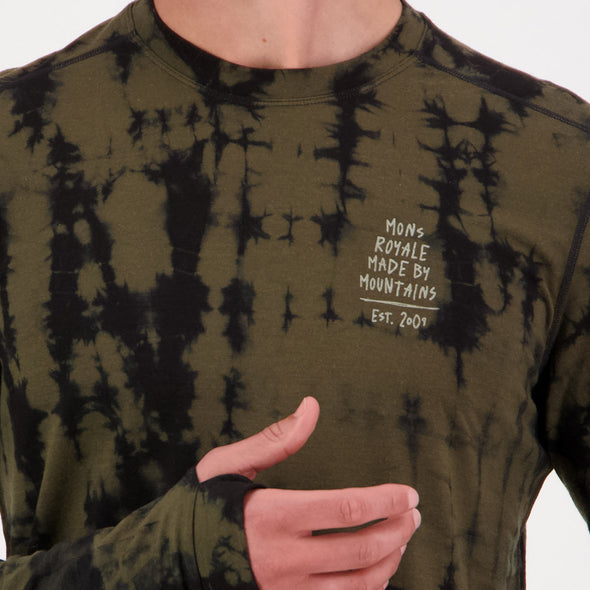 MONS ROYALE Cascade Flex 200 Long Sleeve - Olive Tie Dye