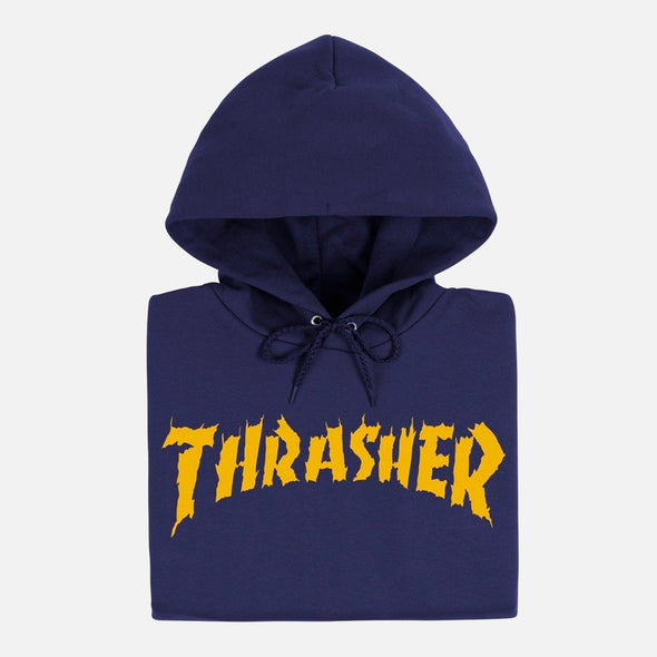 THRASHER Burn It Down Neckface Hood - Navy