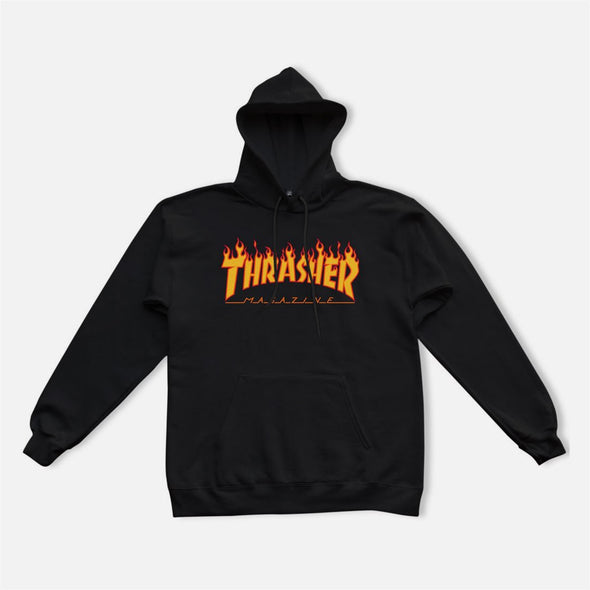 THRASHER Flame Logo Hood - Black