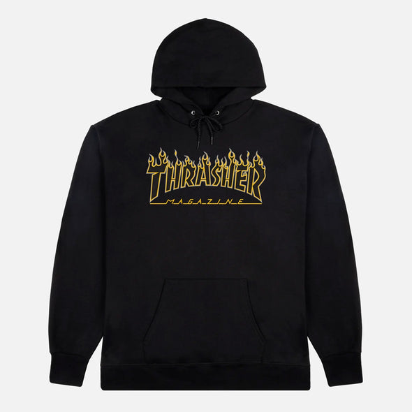 THRASHER Flame Logo Hood - Black/Yellow