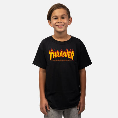 THRASHER Flame Youth Tee - Black
