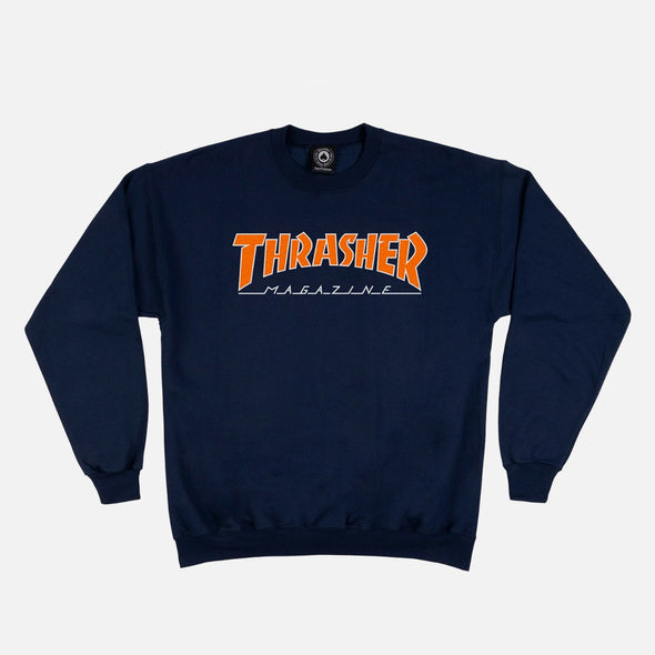 THRASHER Outlined Crew - Navy/Orange