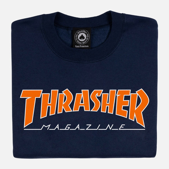 THRASHER Outlined Crew - Navy/Orange