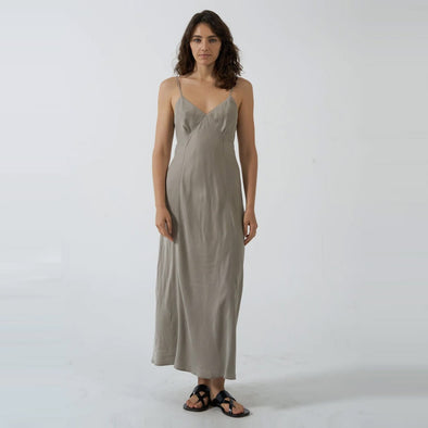 THRILLS Chelsea Full Length Slip Dress - Stone Grey