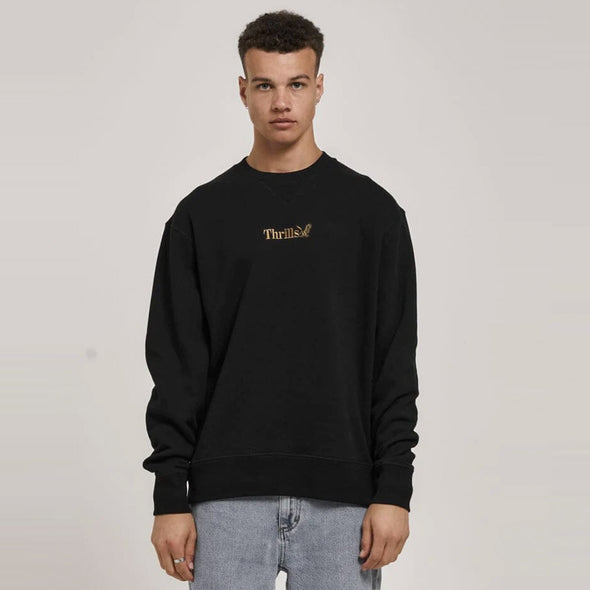 THRILLS Workwear Embroidered Oversized Fit Crew - Black